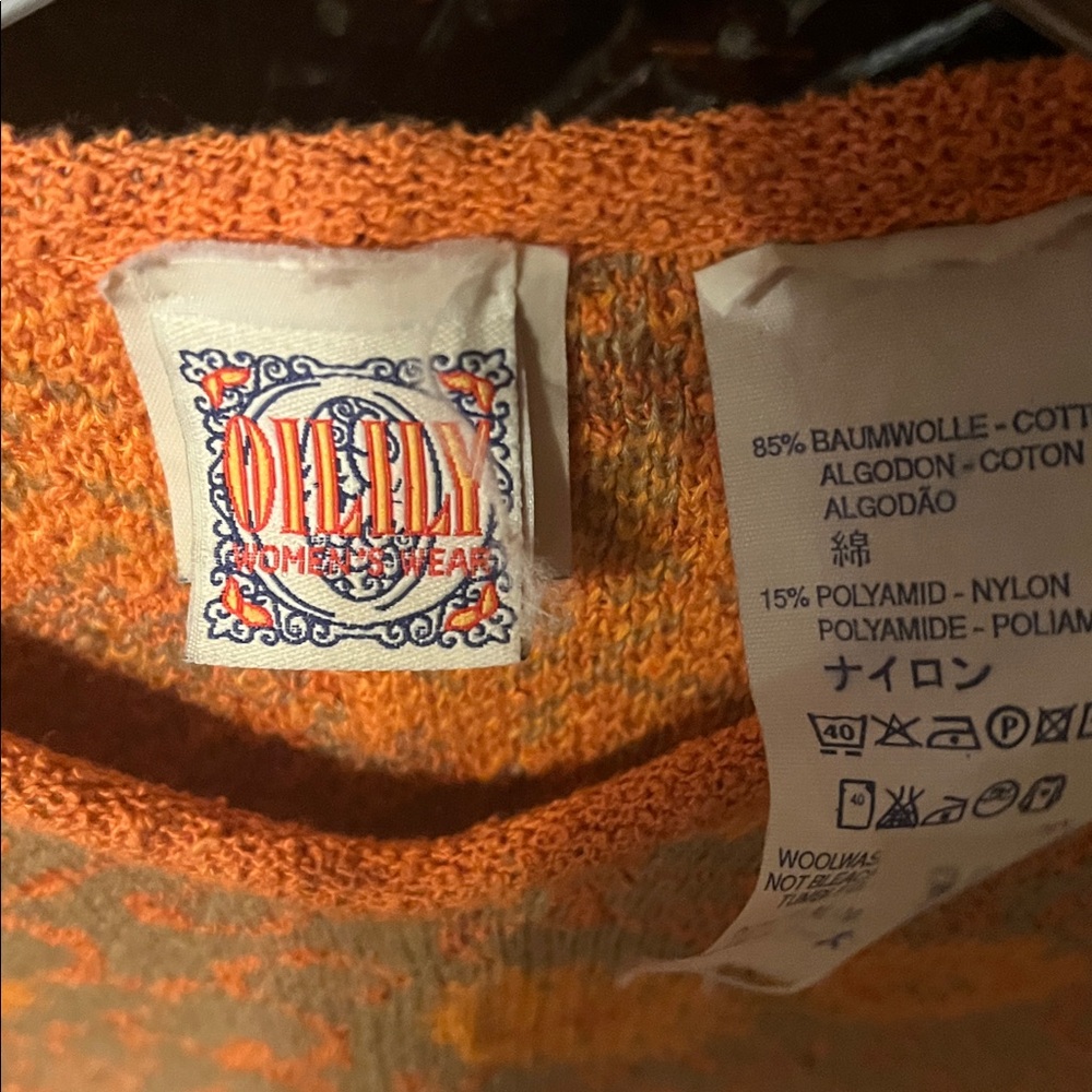 Oilily V-Neck Sweater - Orange and Brown Floral - Picture 3 of 4